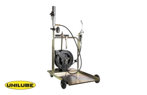 Маслонагнетатель пневматический 5:1 с катушкой, тележкой для бочек 180/220 кг